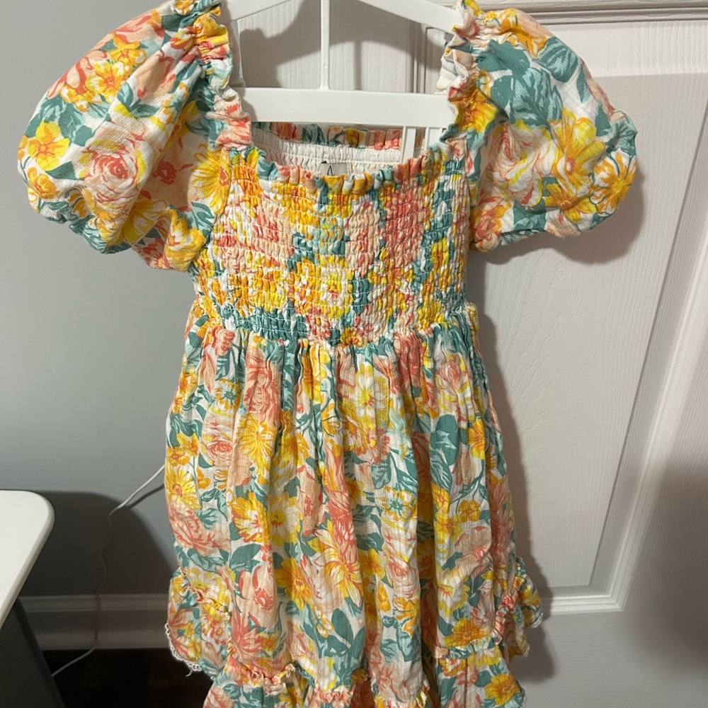 Joie Floral Smocked Dress with Puff Sleeves